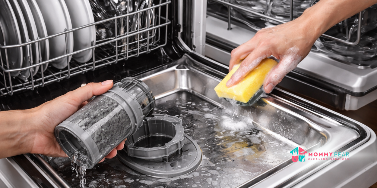 How to Clean Dishwasher - Mommy Bear Cleaning